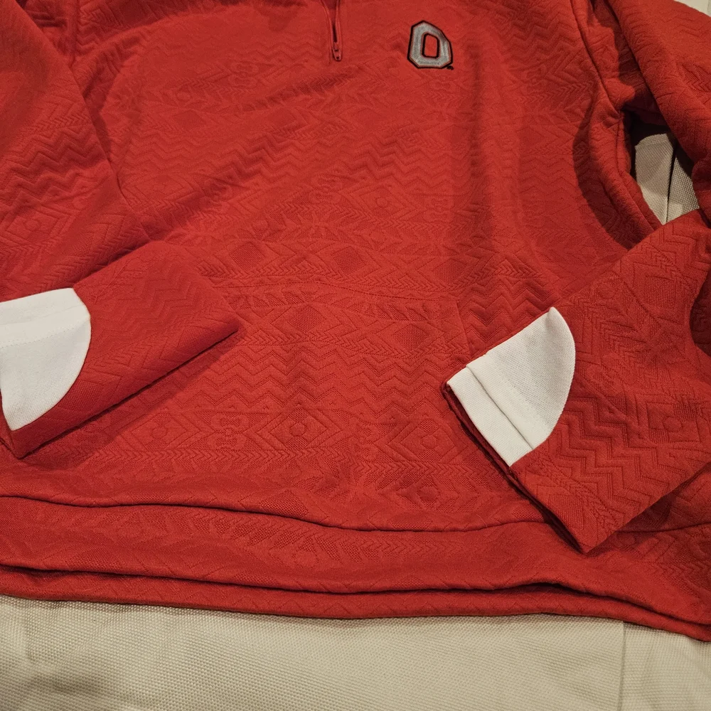 Women's Red Quarter-Zip Sweatshirt - Picture 2 of 5